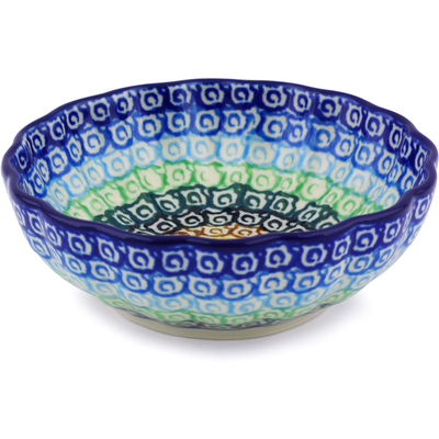 Polish Pottery Bowl 5&quot; Rainbow Swirl