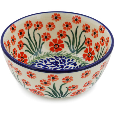 Polish Pottery Bowl 5&quot; Red April Showers