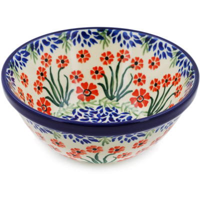 Polish Pottery Bowl 5&quot; Red April Showers