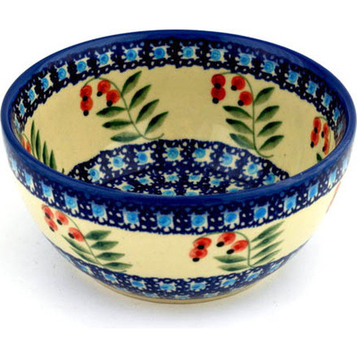 Polish Pottery Bowl 5&quot; Red Berries