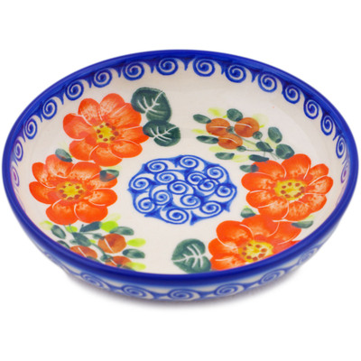 Polish Pottery Bowl 5&quot; Red Blossom