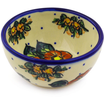 Polish Pottery Bowl 5&quot; Red Bouquet