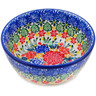 Polish Pottery Bowl 5&quot; Red Bouquet UNIKAT