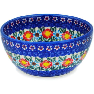 Polish Pottery Bowl 5&quot; Red-hot Summer UNIKAT