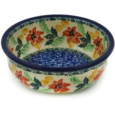 Polish Pottery Bowl 5&quot; Red Lily
