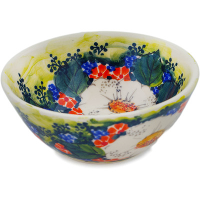 Polish Pottery Bowl 5&quot; Red&#039;n&#039;white Classic UNIKAT