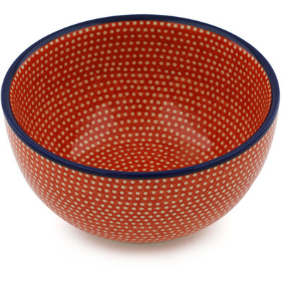 Polish Pottery Bowl 5&quot; Red Sea UNIKAT