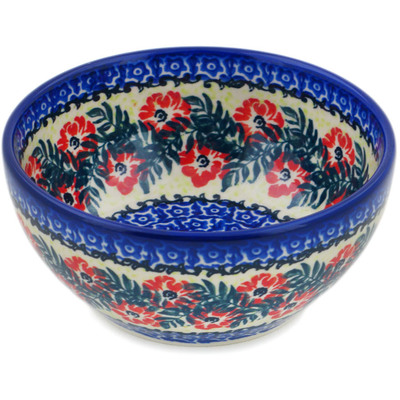 Polish Pottery Bowl 5&quot; Red Wreath