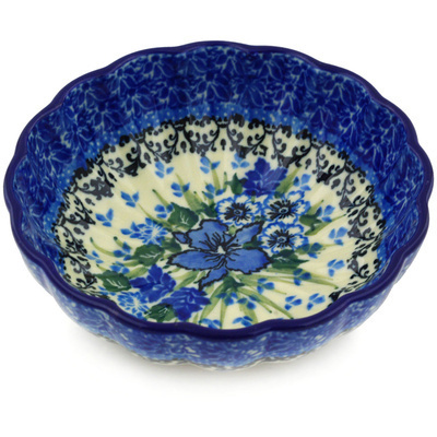 Polish Pottery Bowl 5&quot; Rhapsody In Blue UNIKAT