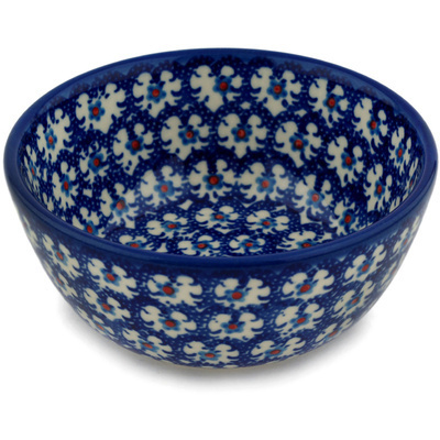 Polish Pottery Bowl 5&quot; Ribbon Daisies