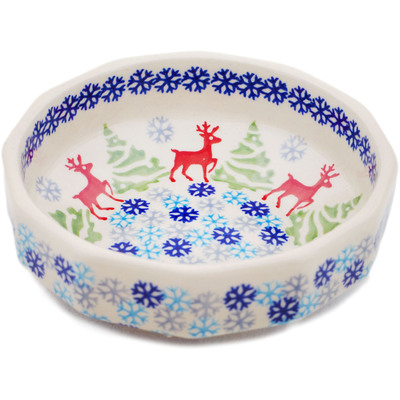 Polish Pottery Bowl 5&quot; Ring Around The Reindeer