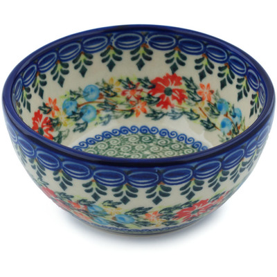Polish Pottery Bowl 5&quot; Ring Of Flowers UNIKAT