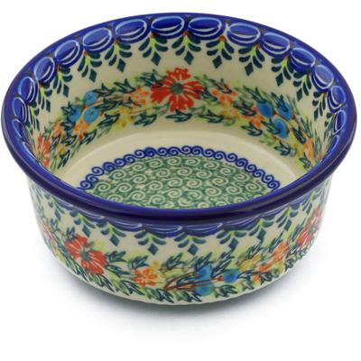 Polish Pottery Bowl 5&quot; Ring Of Flowers UNIKAT