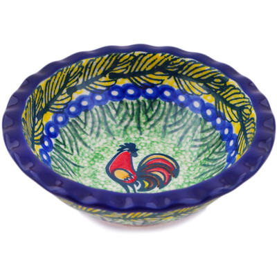Polish Pottery Bowl 5&quot; Rooster Parade UNIKAT