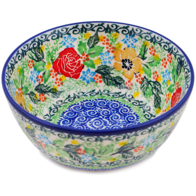 Polish Pottery Bowl 5&quot; Rosey Days UNIKAT