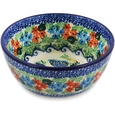 Polish Pottery Bowl 5&quot; Royal Blue Monarch UNIKAT