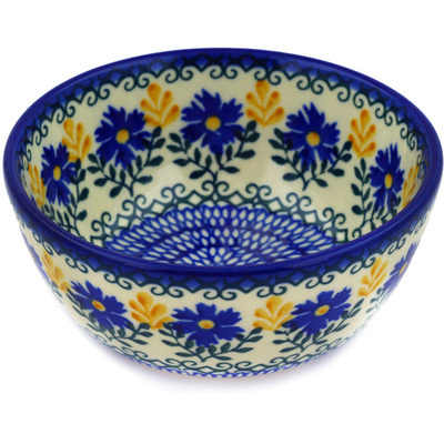 Polish Pottery Bowl 5&quot; Royal Daisy