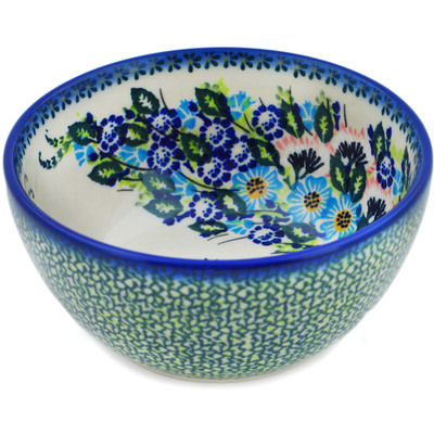 Polish Pottery Bowl 5&quot; Royal Meadow UNIKAT