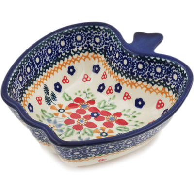 Polish Pottery Bowl 5&quot; Ruby Bouquet UNIKAT