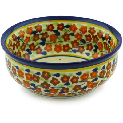 Polish Pottery Bowl 5&quot; Russett Floral