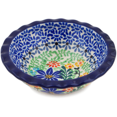 Polish Pottery Bowl 5&quot; Sapphire Lilies UNIKAT