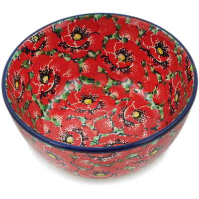 Polish Pottery Bowl 5&quot; Savvy Scarlet UNIKAT