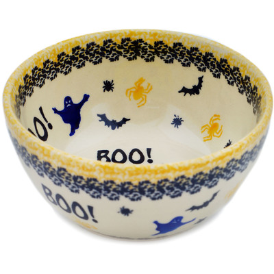 Polish Pottery Bowl 5&quot; Scary Boo UNIKAT