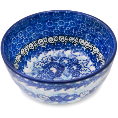 Polish Pottery Bowl 5&quot; Shades Of Blue UNIKAT