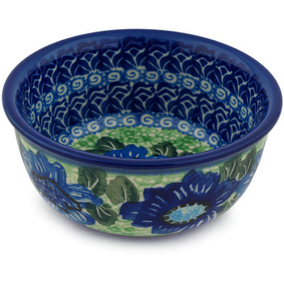 Polish Pottery Bowl 5&quot; Shades Of Blue UNIKAT