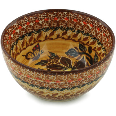 Polish Pottery Bowl 5&quot; Shades Of Fall UNIKAT