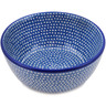 Polish Pottery Bowl 5&quot; Slate Blue Dots UNIKAT