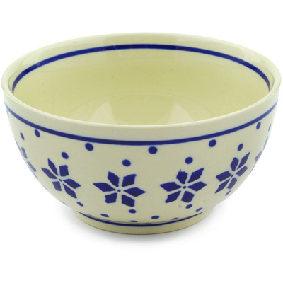 Polish Pottery Bowl 5&quot; Snowflake Polka Dot