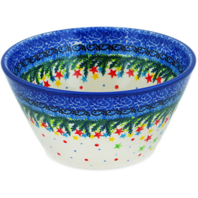 Polish Pottery Bowl 5&quot; Sparkling Holiday UNIKAT