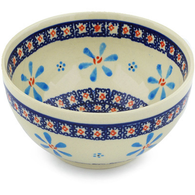 Polish Pottery Bowl 5&quot; Spinning Daisies