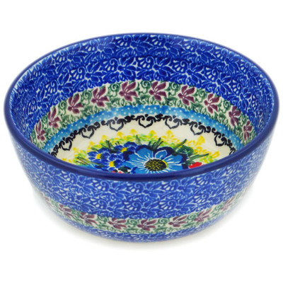 Polish Pottery Bowl 5" Splendid Meadow UNIKAT
