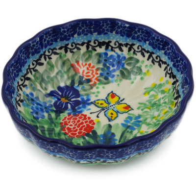 Polish Pottery Bowl 5&quot; Spring Butterfly Delight UNIKAT