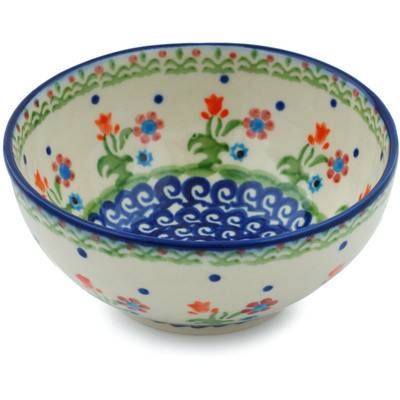 Polish Pottery Bowl 5&quot; Spring Flowers