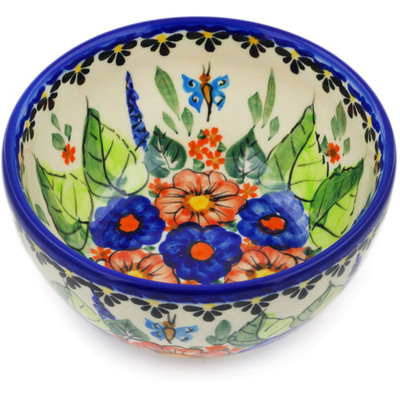 Polish Pottery Bowl 5&quot; Spring Splendor
