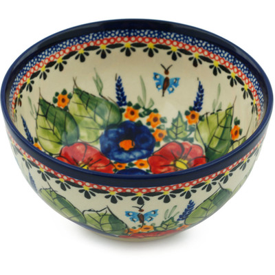 Polish Pottery Bowl 5&quot; Spring Splendor UNIKAT