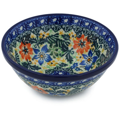 Polish Pottery Bowl 5&quot; Spring Wreath UNIKAT