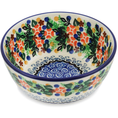 Polish Pottery Bowl 5&quot; Springtime Wreath UNIKAT