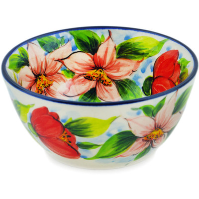 Polish Pottery Bowl 5&quot; Star Flower Ring UNIKAT