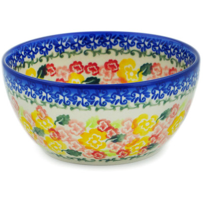 Polish Pottery Bowl 5&quot; Starburst Blooms