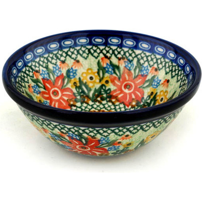 Polish Pottery Bowl 5&quot; Starflower Basket UNIKAT