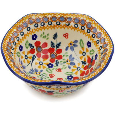 Polish Pottery Bowl 5&quot; Summer Bouquet UNIKAT