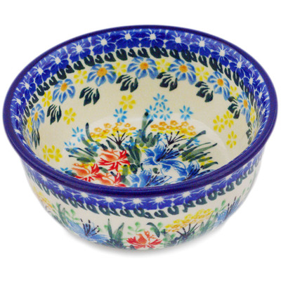 Polish Pottery Bowl 5&quot; Summer Bouquet UNIKAT