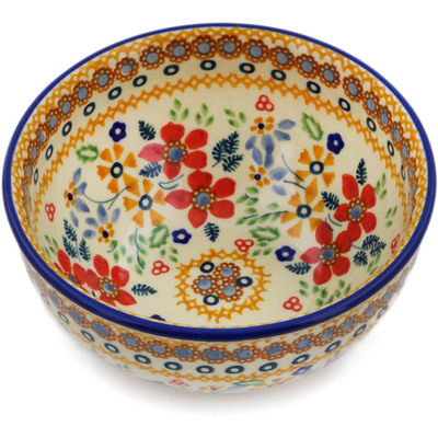 Polish Pottery Bowl 5&quot; Summer Bouquet UNIKAT