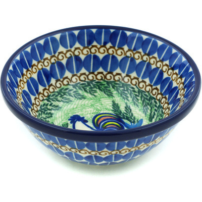 Polish Pottery Bowl 5&quot; Summer Rooster UNIKAT