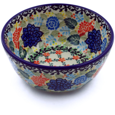 Polish Pottery Bowl 5&quot; Summer Trellis UNIKAT
