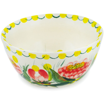 Polish Pottery Bowl 5&quot; Sunshine Peony UNIKAT